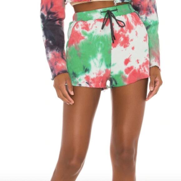 Revolve Superdown Charli Fleece Tie Dye Shorts - Picture 1 of 4